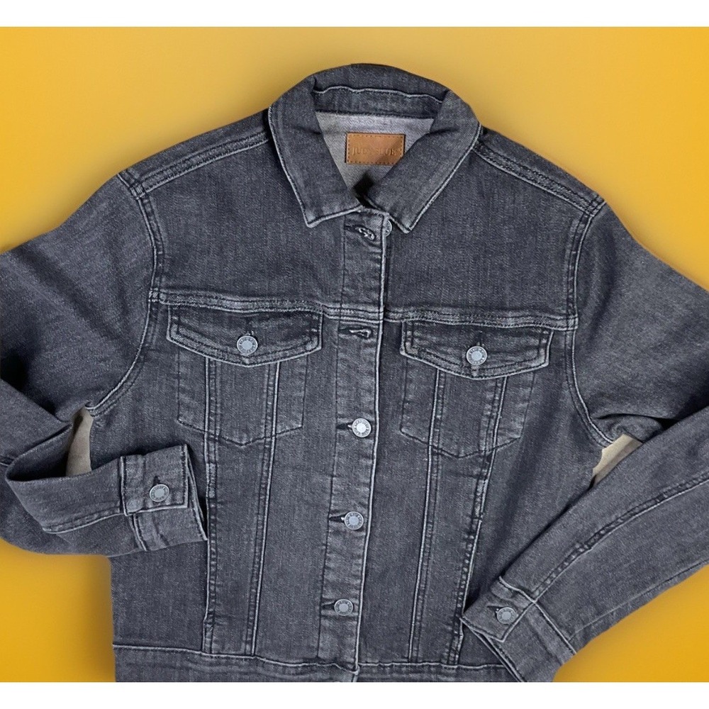 Judy Blue Stretch Denim Trucker Jean Jacket Womens S Washed‎ Black JB744 NWOT